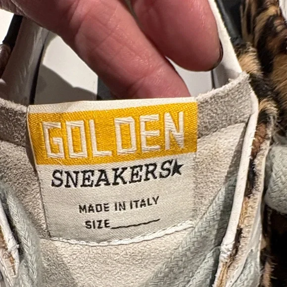 Golden Goose White and Leopard Sneakers